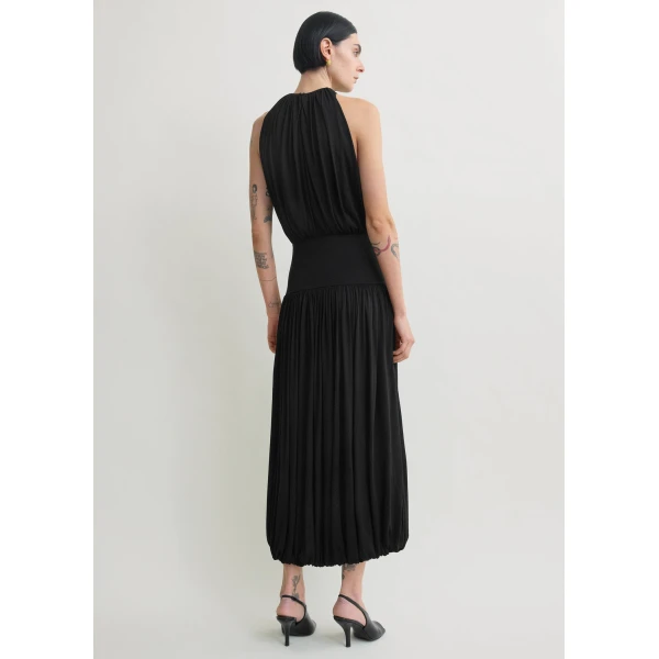 Totême Soft gathered dress in Black - Dresses - Scandinavian Minimalist Luxury at Luxury Shoes 