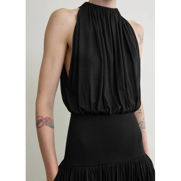 Totême Soft gathered dress in Black - Dresses - Scandinavian Minimalist Luxury at Luxury Shoes 