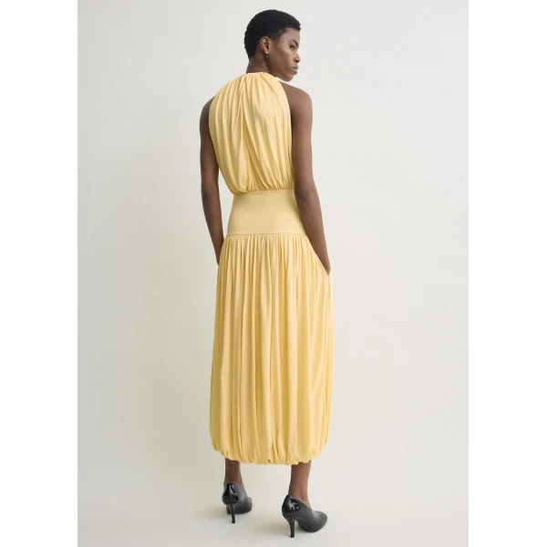 Totême Soft gathered dress in Champagne - Dresses - Scandinavian Minimalist Luxury at Luxury Shoes 