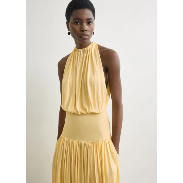 Totême Soft gathered dress in Champagne - Dresses - Scandinavian Minimalist Luxury at Luxury Shoes 