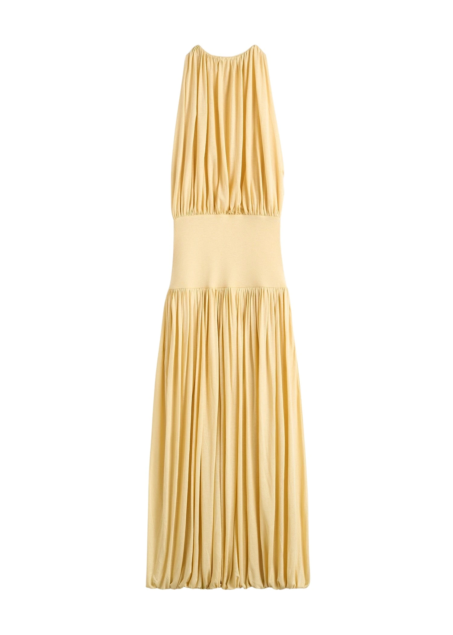 Toteme-Soft-gathered-dress-in-Champagne71708_nobg Totême Soft gathered dress in Champagne - Dresses - Scandinavian Minimalist Luxury at Luxury Shoes