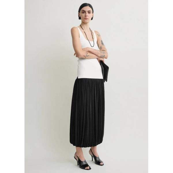 Totême Soft gathered skirt in Black - Skirts - Scandinavian Minimalist Luxury at Luxury Shoes 