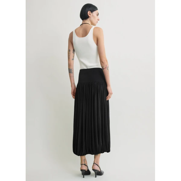 Totême Soft gathered skirt in Black - Skirts - Scandinavian Minimalist Luxury at Luxury Shoes 