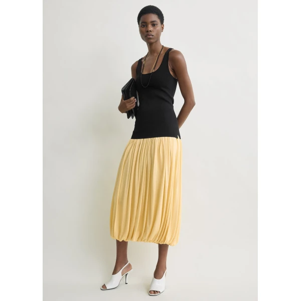 Totême Soft gathered skirt in Champagne - Skirts - Scandinavian Minimalist Luxury at Luxury Shoes 