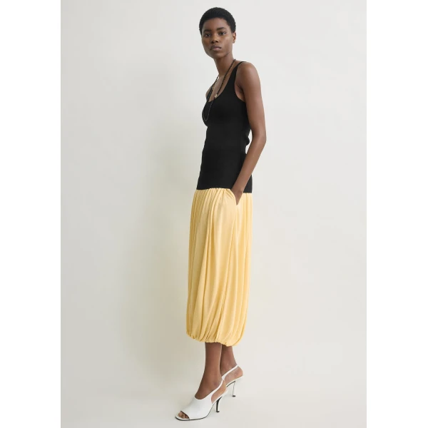 Totême Soft gathered skirt in Champagne - Skirts - Scandinavian Minimalist Luxury at Luxury Shoes 