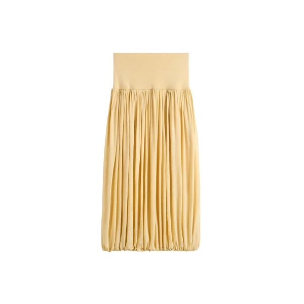 Totême Soft gathered skirt in Champagne - Skirts - Scandinavian Minimalist Luxury at Luxury Shoes 