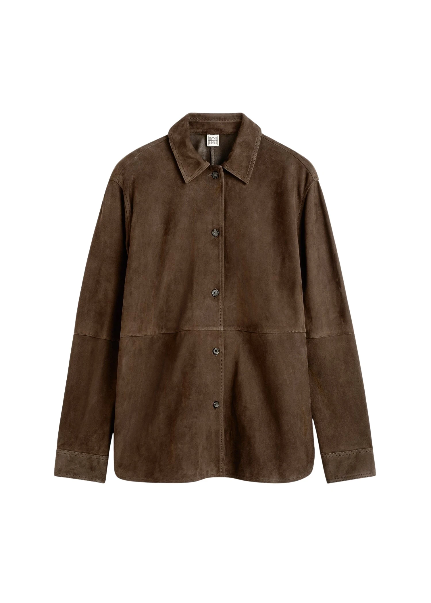 Toteme-Soft-suede-overshirt-in-Bark49848_nobg Totême Soft suede overshirt in Bark - Tops - Scandinavian Minimalist Luxury at Luxury Shoes