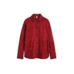 Totême Soft suede overshirt in Poppy - Tops - Scandinavian Minimalist Luxury at Luxury Shoes 