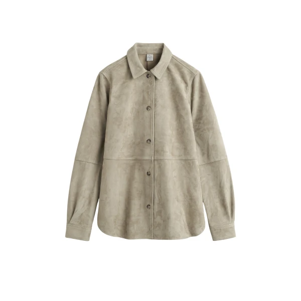 Totême Soft suede shirt in Desert - Tops - Scandinavian Minimalist Luxury at Luxury Shoes 