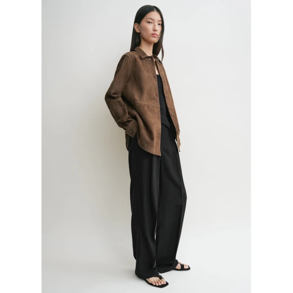 Totême Soft suede shirt in Tobacco - Tops - Scandinavian Minimalist Luxury at Luxury Shoes 
