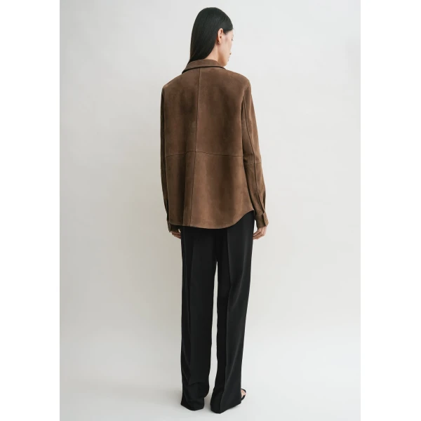 Totême Soft suede shirt in Tobacco - Tops - Scandinavian Minimalist Luxury at Luxury Shoes 