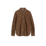 Totême Soft suede shirt in Tobacco - Tops - Scandinavian Minimalist Luxury at Luxury Shoes 