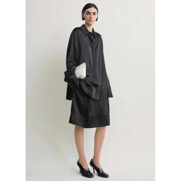 Totême Soft tuxedo shirt in Black - Tops - Scandinavian Minimalist Luxury at Luxury Shoes 