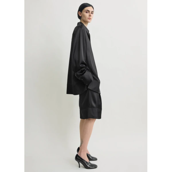 Totême Soft tuxedo shirt in Black - Tops - Scandinavian Minimalist Luxury at Luxury Shoes 