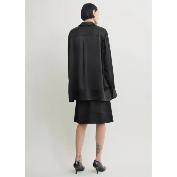 Totême Soft tuxedo shirt in Black - Tops - Scandinavian Minimalist Luxury at Luxury Shoes 