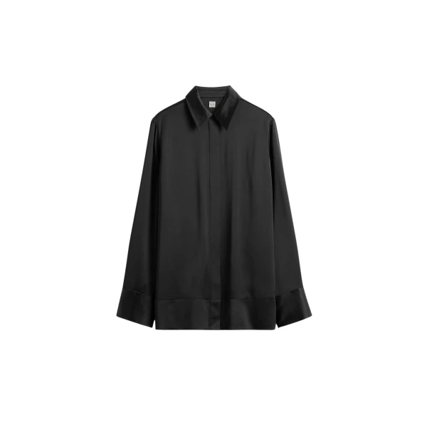Totême Soft tuxedo shirt in Black - Tops - Scandinavian Minimalist Luxury at Luxury Shoes 