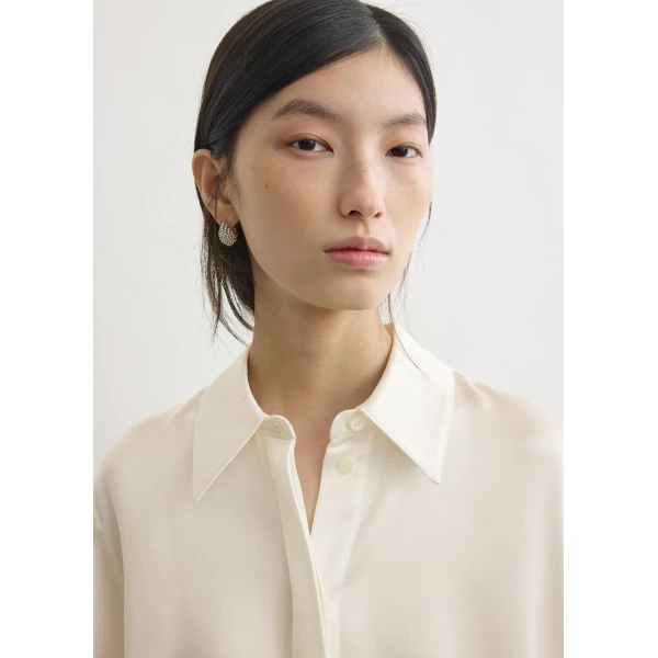 Totême Soft tuxedo shirt in White - Tops - Scandinavian Minimalist Luxury at Luxury Shoes 