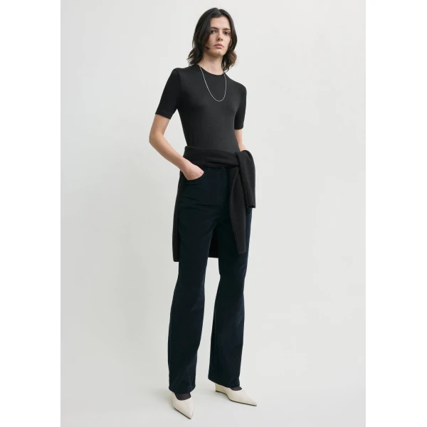 Totême Straight cord trousers in Navy - Pants - Scandinavian Minimalist Luxury at Luxury Shoes 