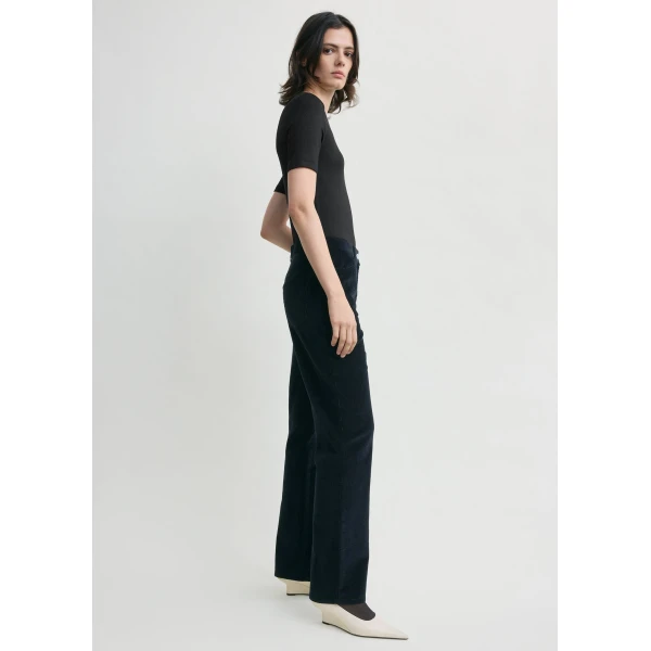 Totême Straight cord trousers in Navy - Pants - Scandinavian Minimalist Luxury at Luxury Shoes 