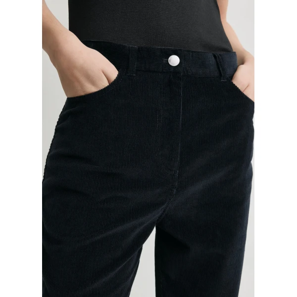 Totême Straight cord trousers in Navy - Pants - Scandinavian Minimalist Luxury at Luxury Shoes 