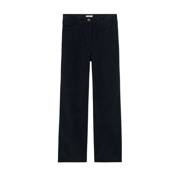 Totême Straight cord trousers in Navy - Pants - Scandinavian Minimalist Luxury at Luxury Shoes 