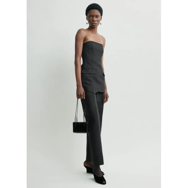 Totême Strapless crepe pocket top in Black - Tops - Scandinavian Minimalist Luxury at Luxury Shoes 
