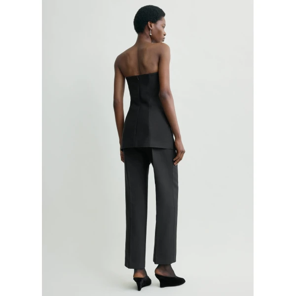 Totême Strapless crepe pocket top in Black - Tops - Scandinavian Minimalist Luxury at Luxury Shoes 