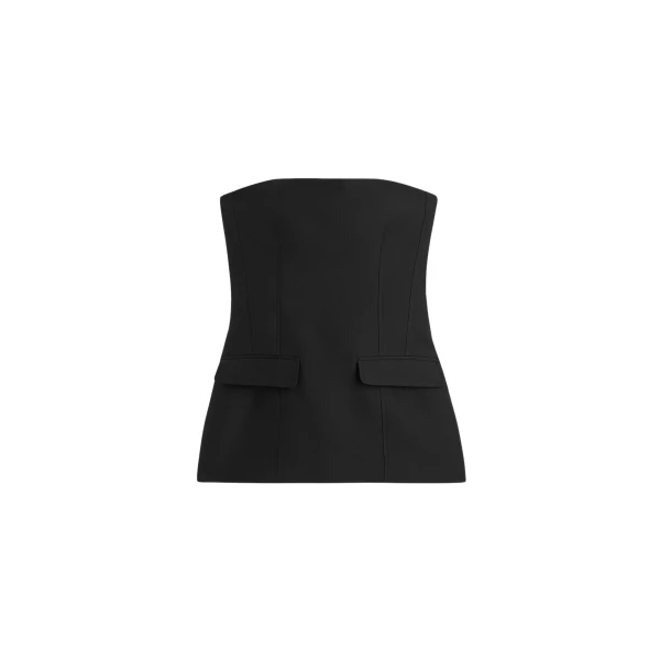 Totême Strapless crepe pocket top in Black - Tops - Scandinavian Minimalist Luxury at Luxury Shoes 