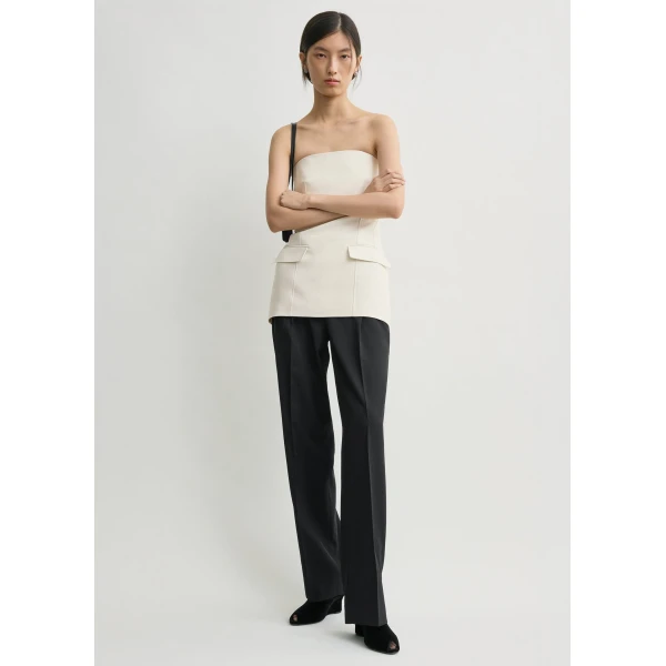 Totême Strapless crepe pocket top in Ecru - Tops - Scandinavian Minimalist Luxury at Luxury Shoes 