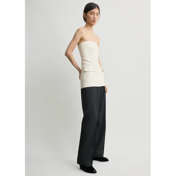 Totême Strapless crepe pocket top in Ecru - Tops - Scandinavian Minimalist Luxury at Luxury Shoes 