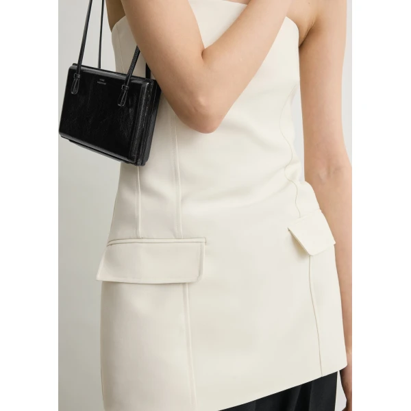 Totême Strapless crepe pocket top in Ecru - Tops - Scandinavian Minimalist Luxury at Luxury Shoes 