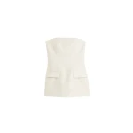 Totême Strapless crepe pocket top in Ecru - Tops - Scandinavian Minimalist Luxury at Luxury Shoes 