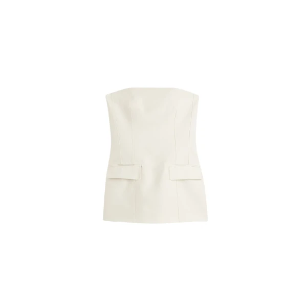Totême Strapless crepe pocket top in Ecru - Tops - Scandinavian Minimalist Luxury at Luxury Shoes 