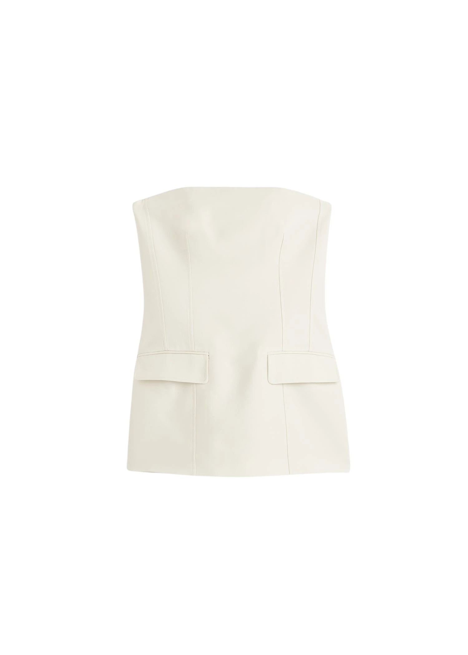 Toteme-Strapless-crepe-pocket-top-in-Ecru95524_nobg Totême Strapless crepe pocket top in Ecru - Tops - Scandinavian Minimalist Luxury at Luxury Shoes