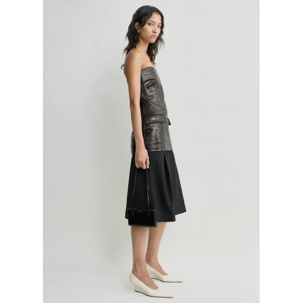 Totême Strapless croco-embossed pocket top in Dark brown - Tops - Scandinavian Minimalist Luxury at Luxury Shoes 