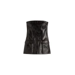 Totême Strapless croco-embossed pocket top in Dark brown - Tops - Scandinavian Minimalist Luxury at Luxury Shoes 