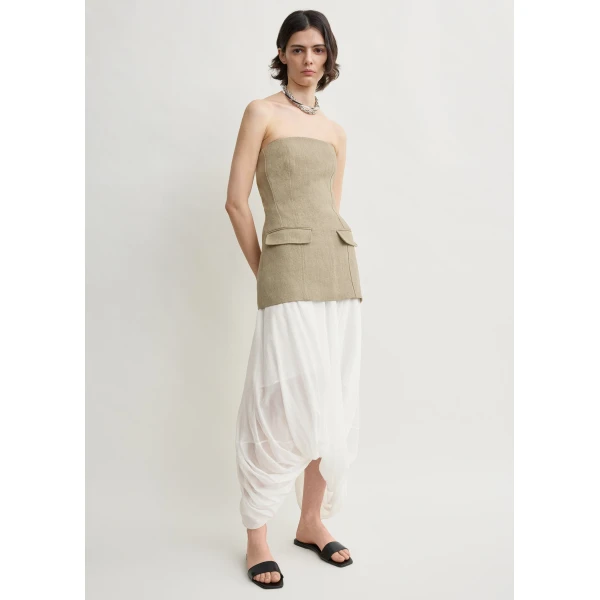 Totême Strapless linen pocket top in Beige - Tops - Scandinavian Minimalist Luxury at Luxury Shoes 
