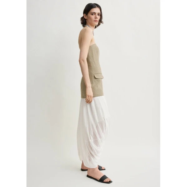 Totême Strapless linen pocket top in Beige - Tops - Scandinavian Minimalist Luxury at Luxury Shoes 