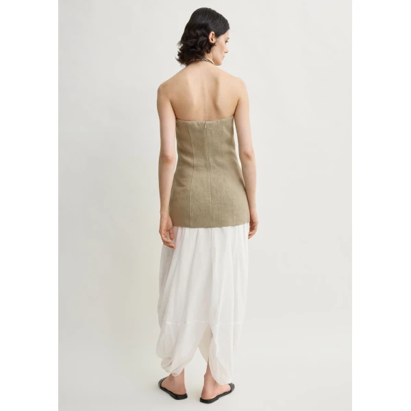 Totême Strapless linen pocket top in Beige - Tops - Scandinavian Minimalist Luxury at Luxury Shoes 