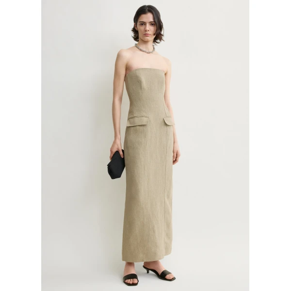 Totême Strapless pocket dress in Beige - Dresses - Scandinavian Minimalist Luxury at Luxury Shoes 