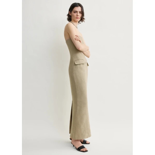 Totême Strapless pocket dress in Beige - Dresses - Scandinavian Minimalist Luxury at Luxury Shoes 