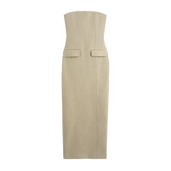Totême Strapless pocket dress in Beige - Dresses - Scandinavian Minimalist Luxury at Luxury Shoes 
