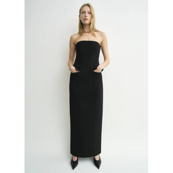 Totême Strapless pocket dress in Black - Dresses - Scandinavian Minimalist Luxury at Luxury Shoes 