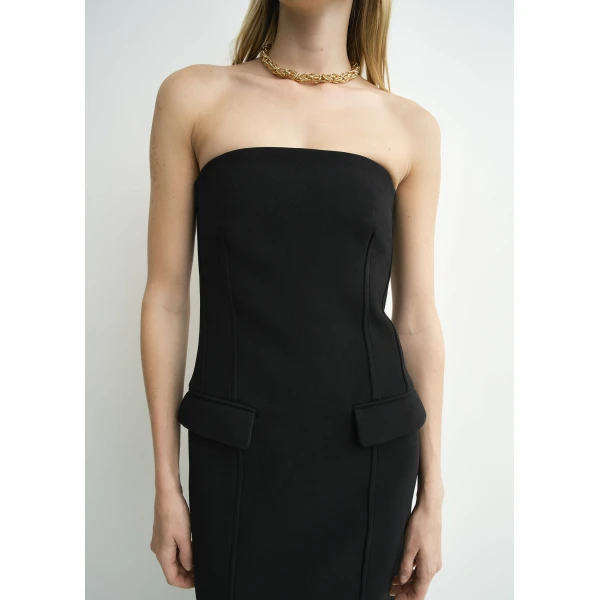 Totême Strapless pocket dress in Black - Dresses - Scandinavian Minimalist Luxury at Luxury Shoes 
