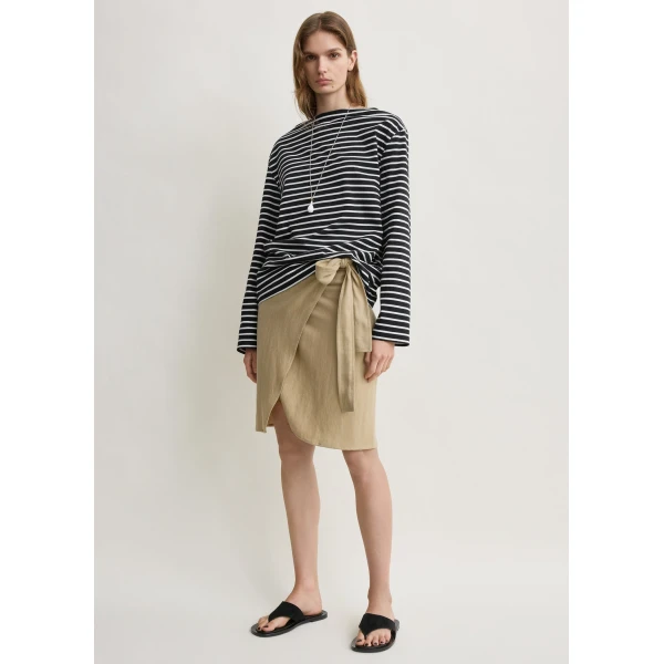 Totême Stripe jersey long-sleeve tee in Black / White - Tops - Scandinavian Minimalist Luxury at Luxury Shoes 