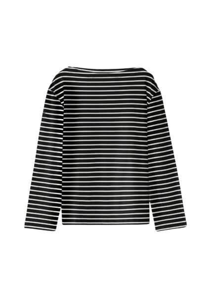 Totême Stripe jersey long-sleeve tee in Black / White - Tops - Scandinavian Minimalist Luxury at Luxury Shoes 