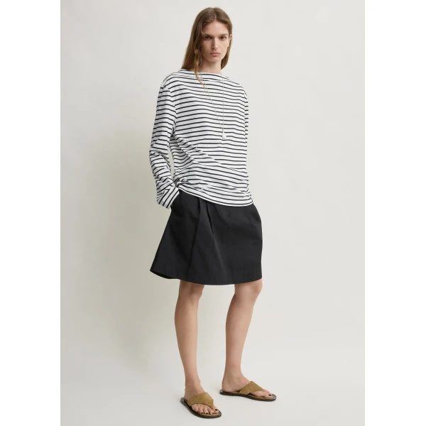 Totême Stripe jersey long-sleeve tee in White / Black - Tops - Scandinavian Minimalist Luxury at Luxury Shoes 