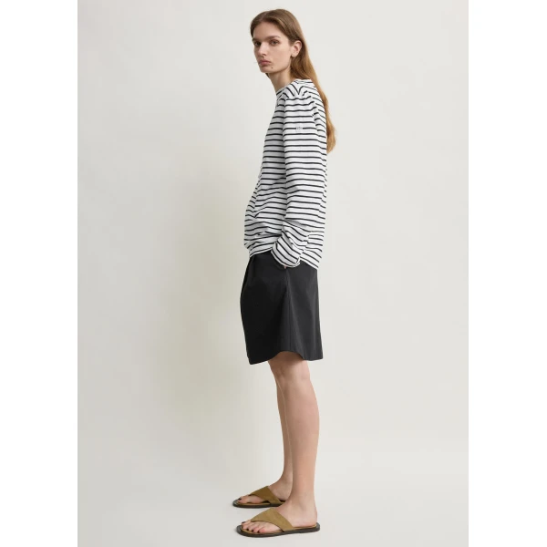 Totême Stripe jersey long-sleeve tee in White / Black - Tops - Scandinavian Minimalist Luxury at Luxury Shoes 