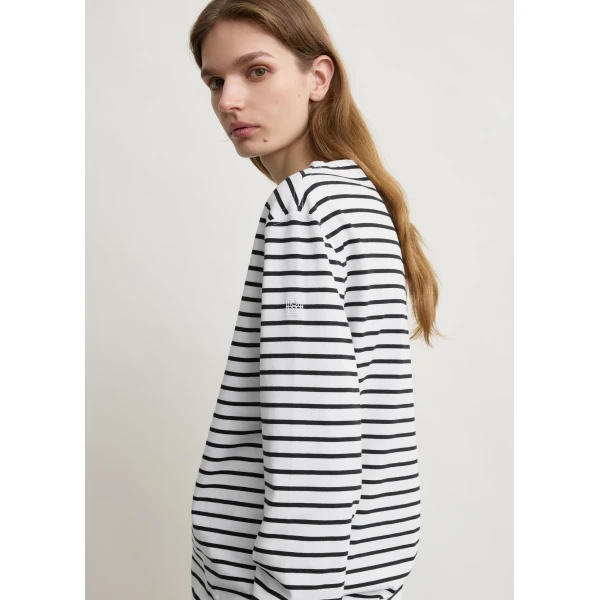 Totême Stripe jersey long-sleeve tee in White / Black - Tops - Scandinavian Minimalist Luxury at Luxury Shoes 