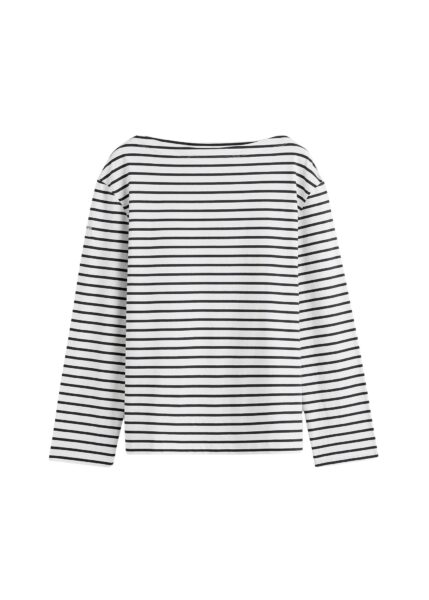 Totême Stripe jersey long-sleeve tee in White / Black - Tops - Scandinavian Minimalist Luxury at Luxury Shoes 